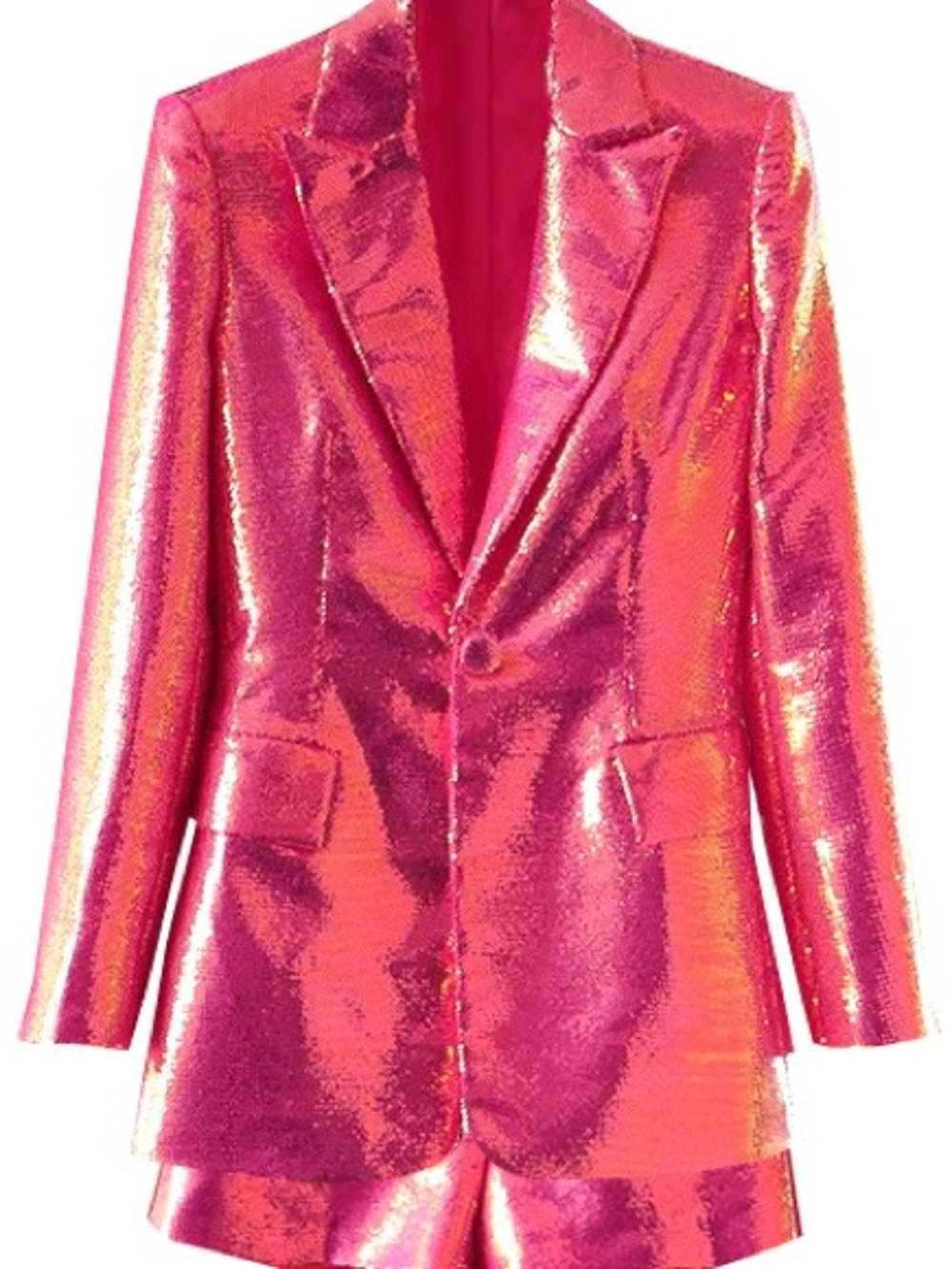 Hot Pink Iridescent Sequin Blazer Jacket & Shorts Set - Picture 9 of 15